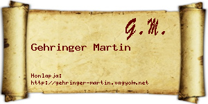 Gehringer Martin névjegykártya